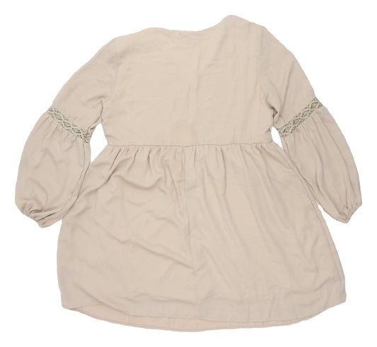 Yoins Beige A-Line Dress with Lace Accents, Size M