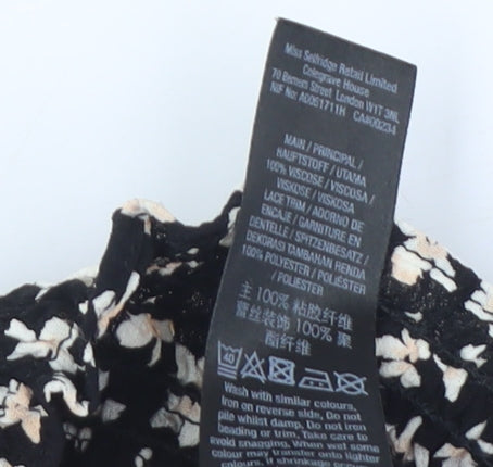Womens UK Size 8 Miss Selfridge Black Cropped Blouse