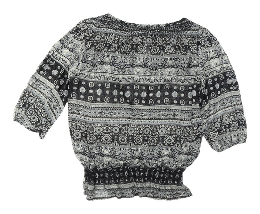 New Look Black Floral Tunic Blouse, Women's 3/4 Sleeve 12