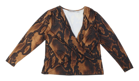 Womens UK Size 10 Dorothy Perkins Brown Wrap Blouse
