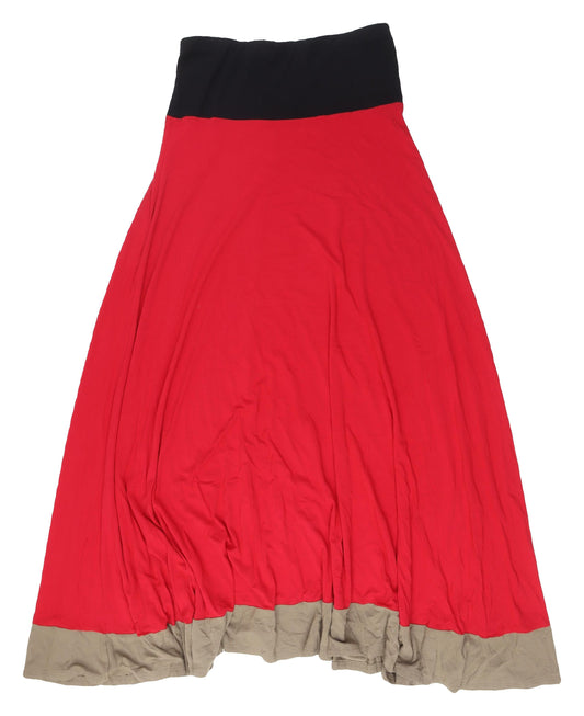 Additional front view of Linea Women's Red Midi Colourblock Dress, size L