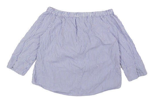 Womens UK Size L Zara Blue Off the Shoulder Blouse