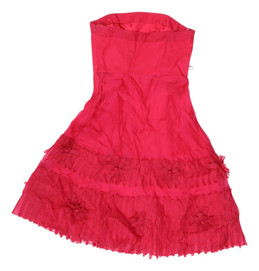 Coast Red Silk A-Line Strapless Dress Size 10