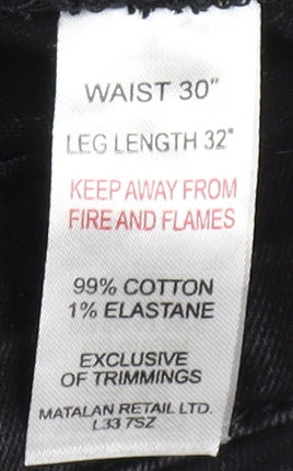 Easy Men's Black Skinny Jeans, Size 30, Flame-Resistant
