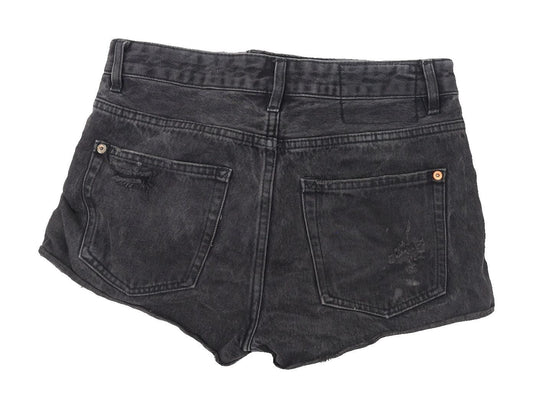 Pull & Bear Women's Black Cut-Off Denim Shorts