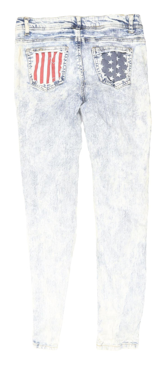 Denim Co. Women's Blue Skinny Jeans Size 12 Distressed USA