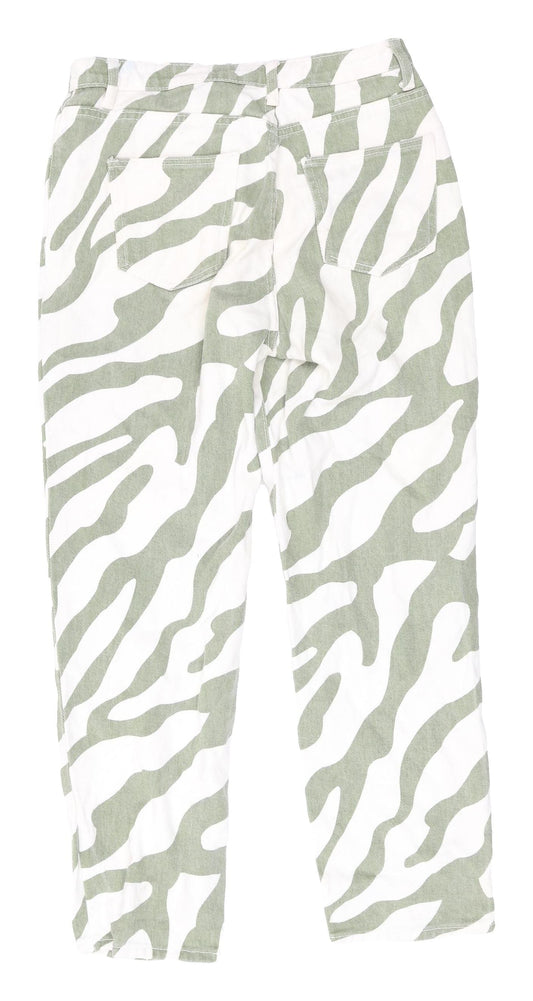 Shein Women's Green Zebra Print Straight Jeans