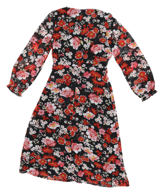 Quiz Women's Floral Midi Dress V-Neck Long Sleeve