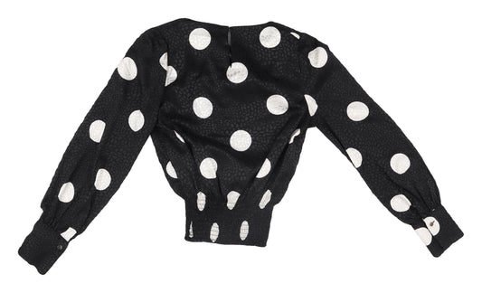Womens UK Size 4 New Look Black Cropped Blouse