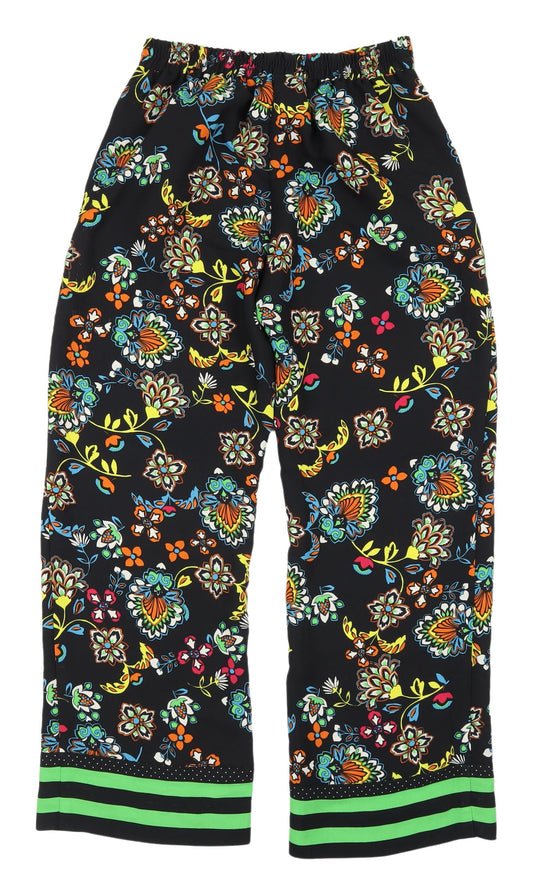 River Island Women's Black Floral Cropped Trousers Size 10