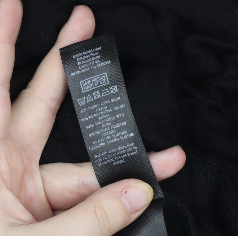 Womens UK Size 14 Dorothy Perkins Black Tunic Blouse