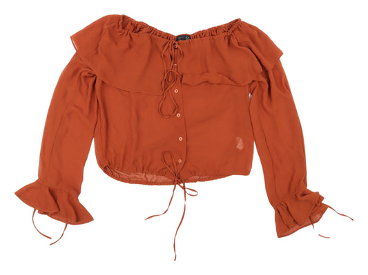 Womens UK Size UK 10 Topshop Orange Wrap Blouse