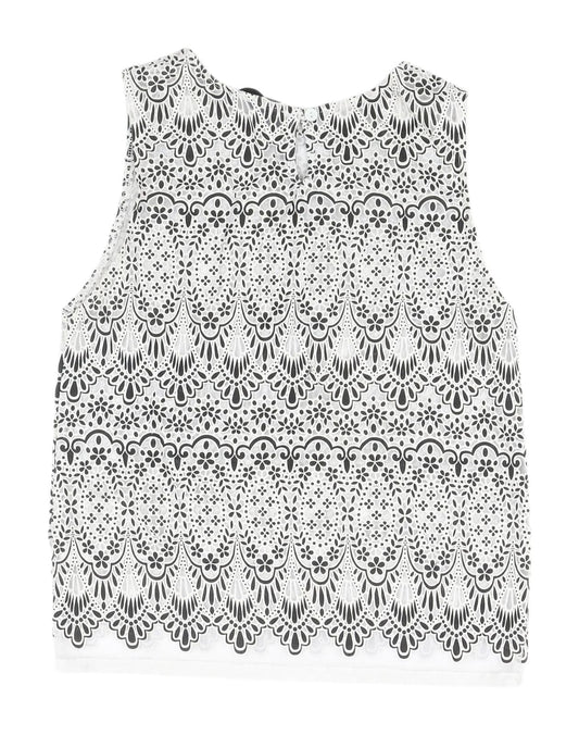 Topshop Tall White Cropped Lace Blouse Size 8