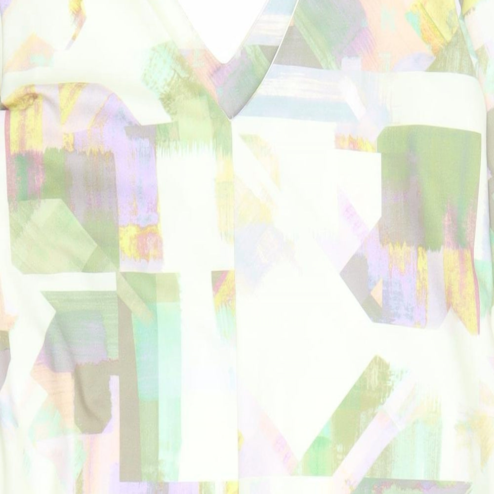 NEXT Womens Multicoloured Geometric Polyester A-Line Size 10 V-Neck Pullover - Cold Shoulder