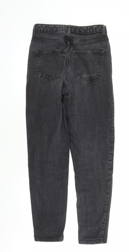 Topshop Womens Black Cotton Straight Jeans Size 28 in L28 in Regular Zip - Pockets