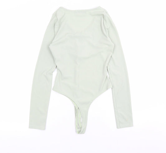 PRETTYLITTLETHING Womens Green Polyester Bodysuit One-Piece Size 8 Snap