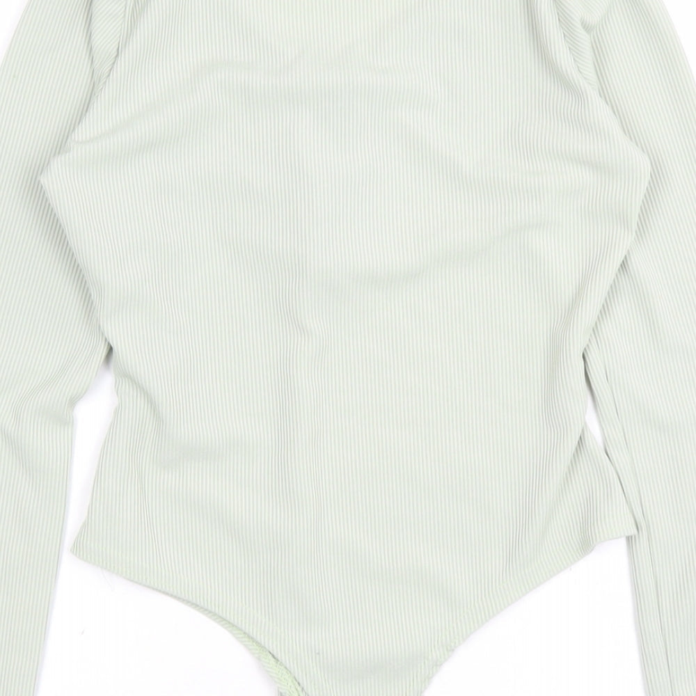 PRETTYLITTLETHING Womens Green Polyester Bodysuit One-Piece Size 8 Snap