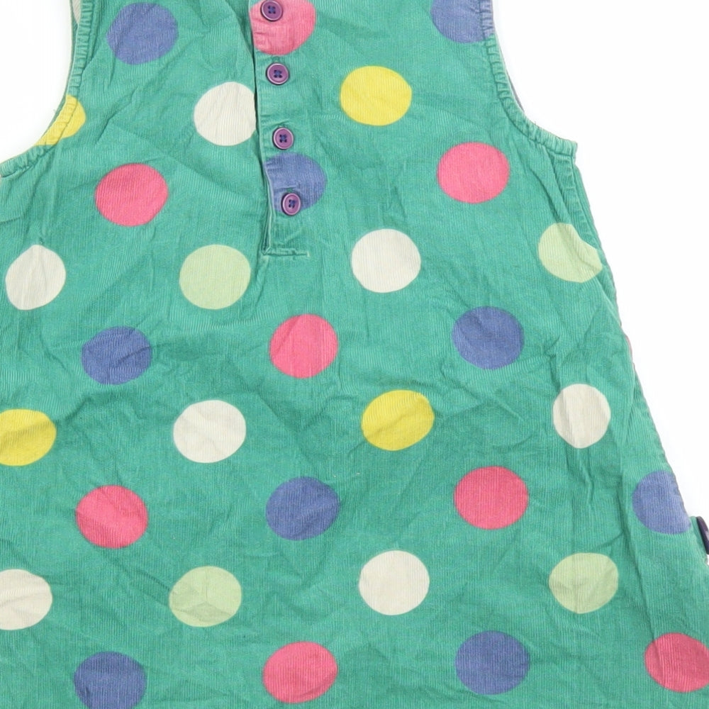 John Lewis Girls Green Polka Dot 100% Cotton A-Line Size 7 Years Round Neck Pullover