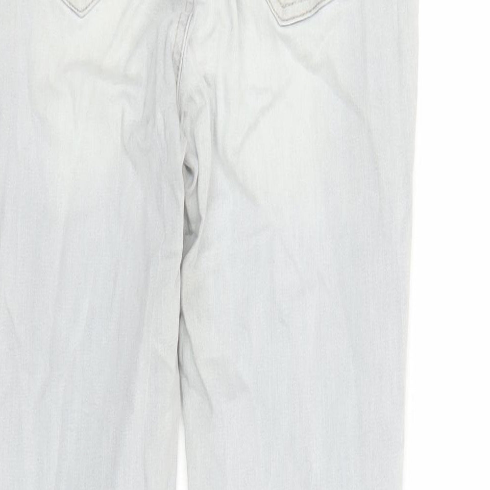 Mint Velvet Womens Grey Cotton Straight Jeans Size 10 L29 in Regular Zip - Pockets