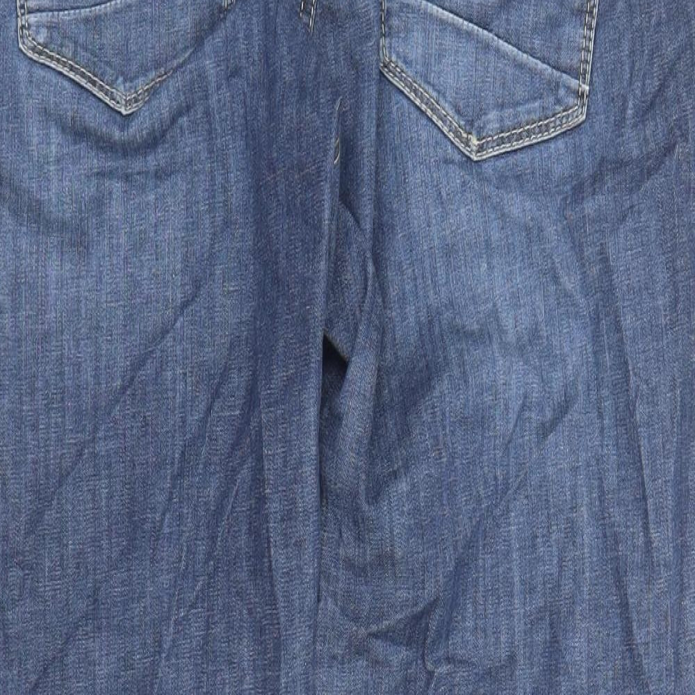 Beat Mens Blue Cotton Straight Jeans Size 38 in L30 in Regular Zip - Pockets