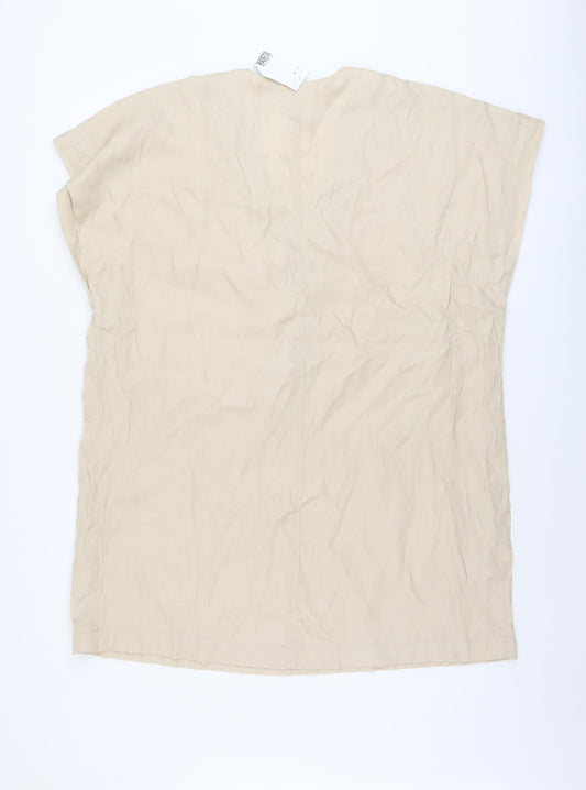 Womens UK Size XS H&M Beige Tunic Blouse