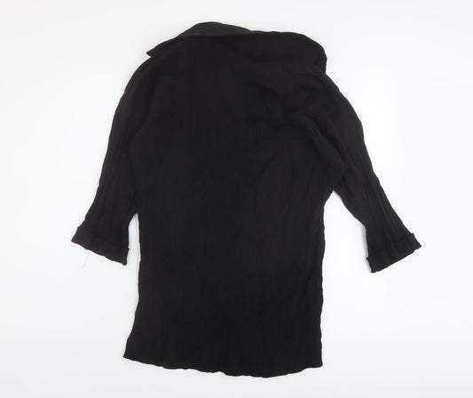 Boohoo Womens Black Viscose Basic Blouse Size 12 Collared