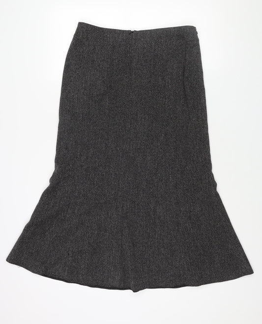 M&Co Womens Black Polyester Trumpet Skirt Size 12 Zip - Belted