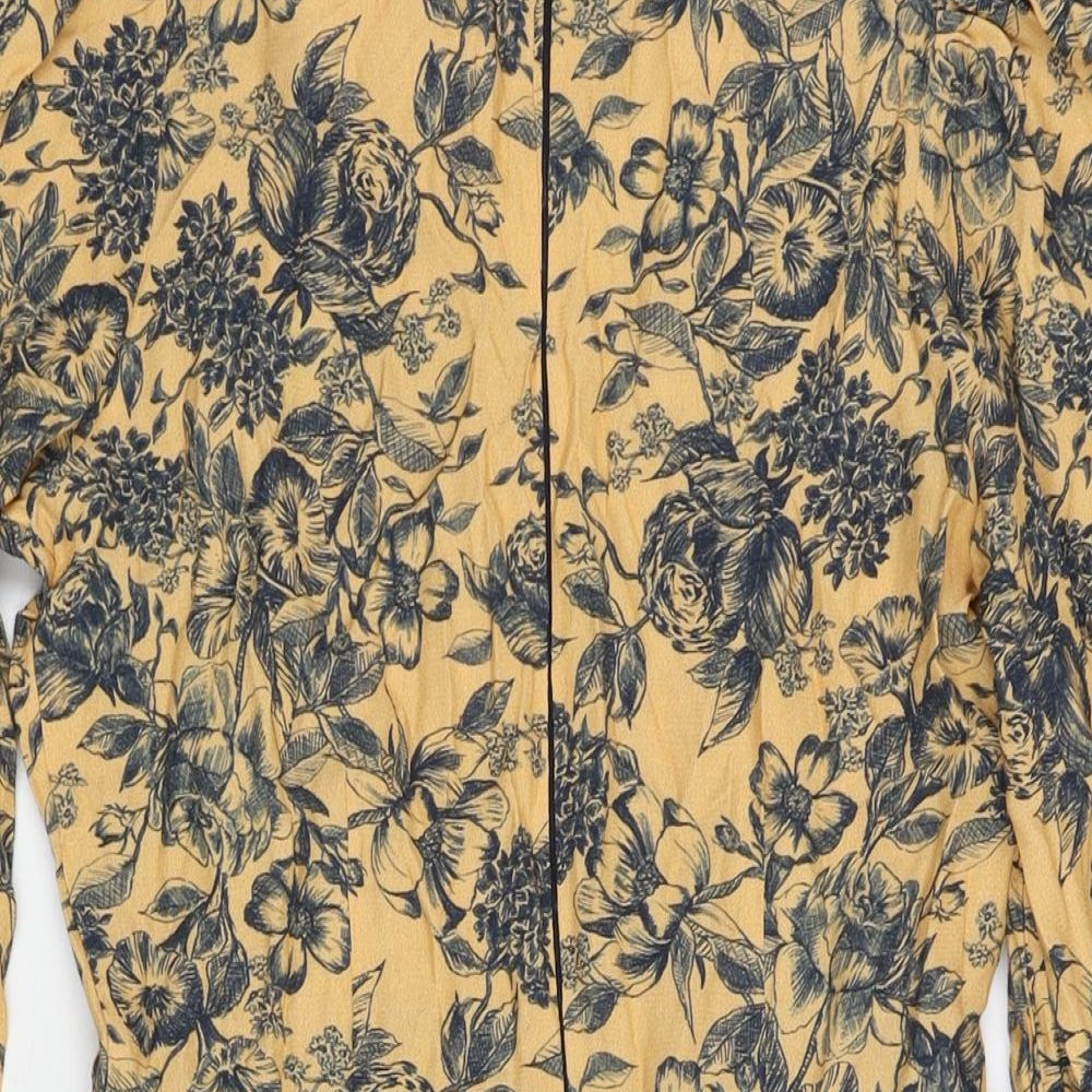 Nasty Gal Womens Multicoloured Floral Cotton Shift Size 10 Round Neck Zip - Drawstring Detail