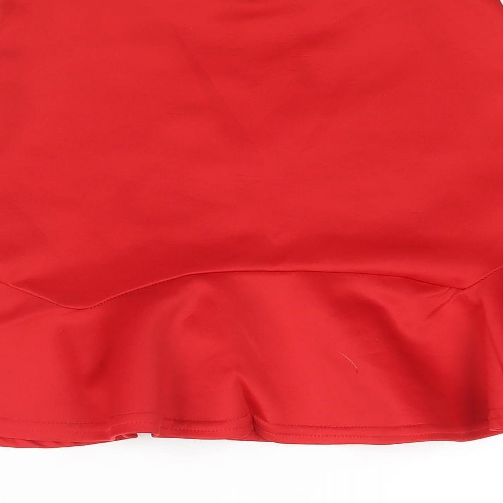 PRETTYLITTLETHING Womens Red Polyester Mini Skirt Size 6 - Frill