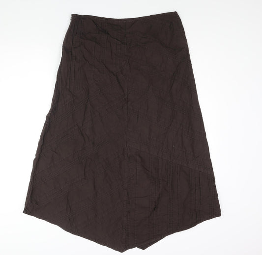 Per Una Womens Brown Cotton A-Line Skirt Size 14 Zip - Pleat Detail