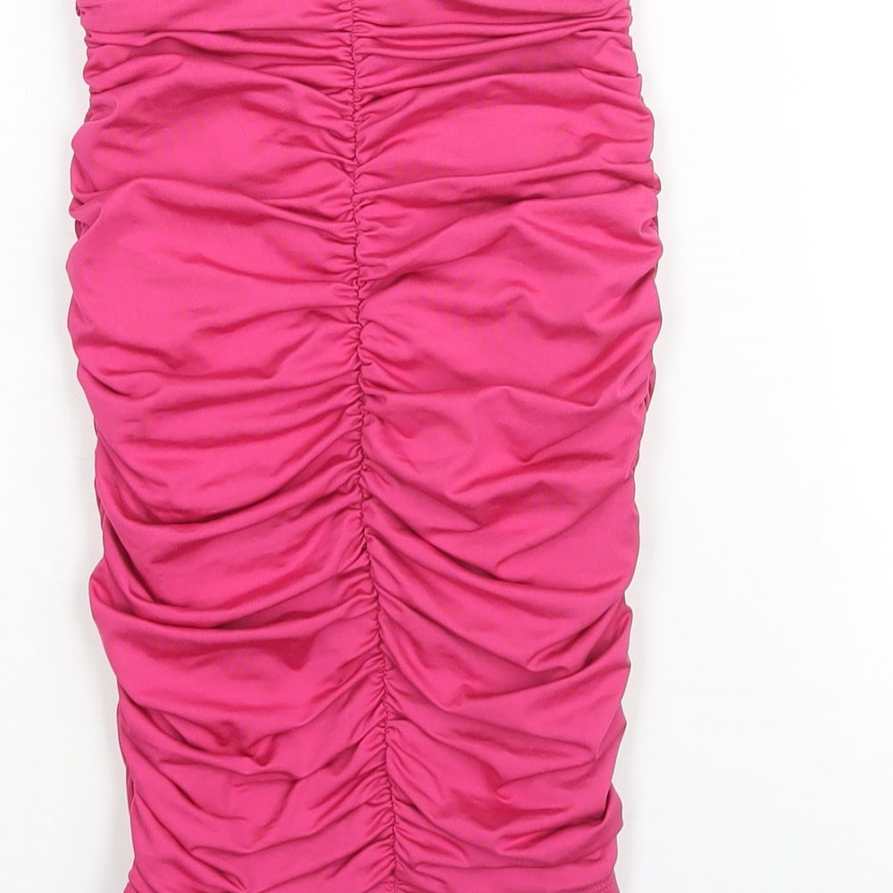 Oh Polly Womens Pink Polyester Bandage Skirt Size 6 - Rouched