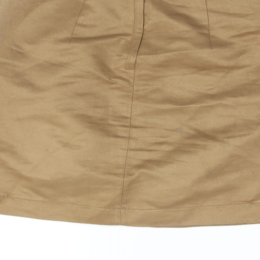 H&M Womens Brown Polyester A-Line Skirt Size 8 Zip