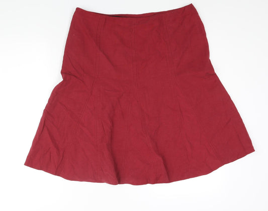 Marks and Spencer Womens Red Lyocell A-Line Skirt Size 16 Zip