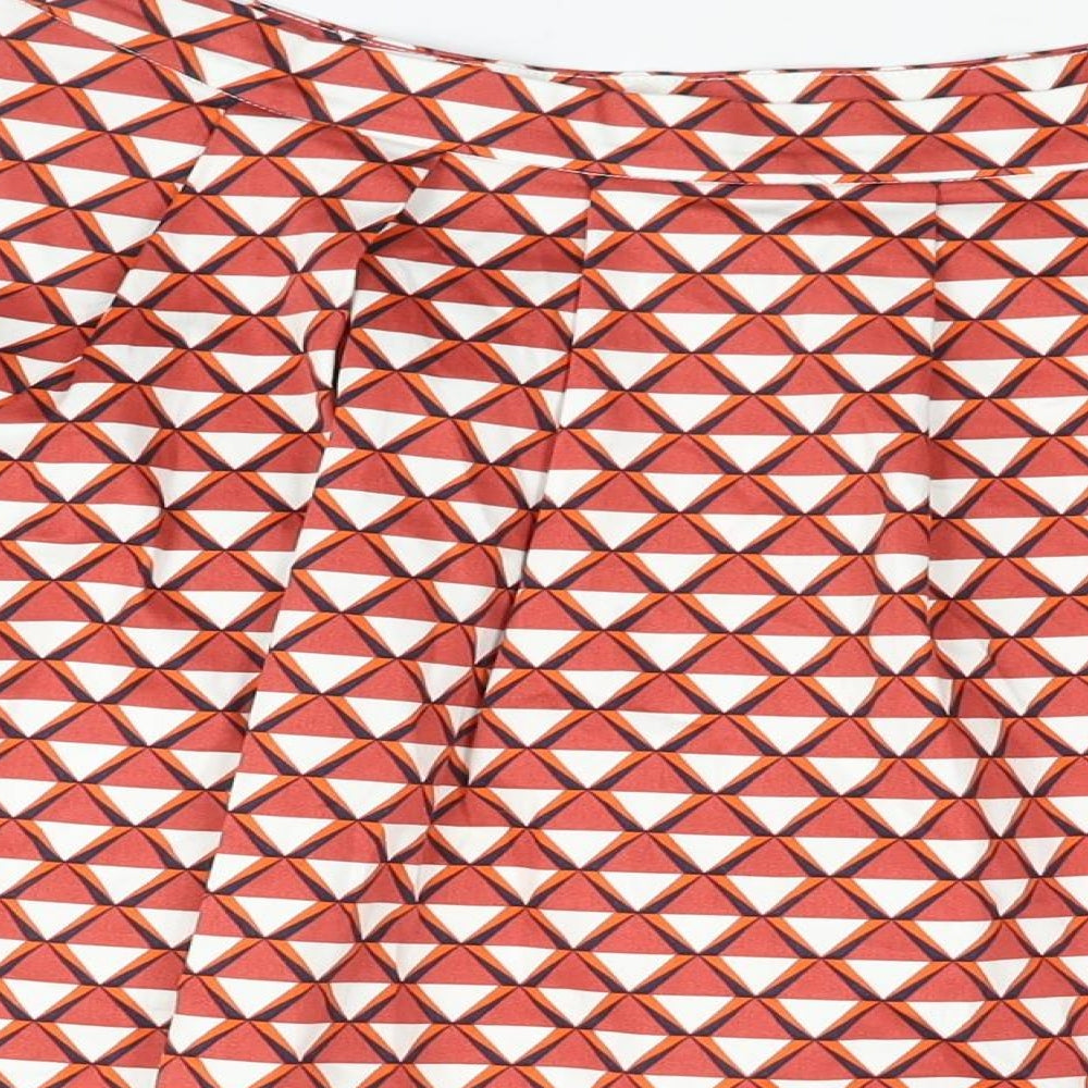 Mademoiselle R Womens Red Geometric Cotton Flare Skirt Size 16 Zip