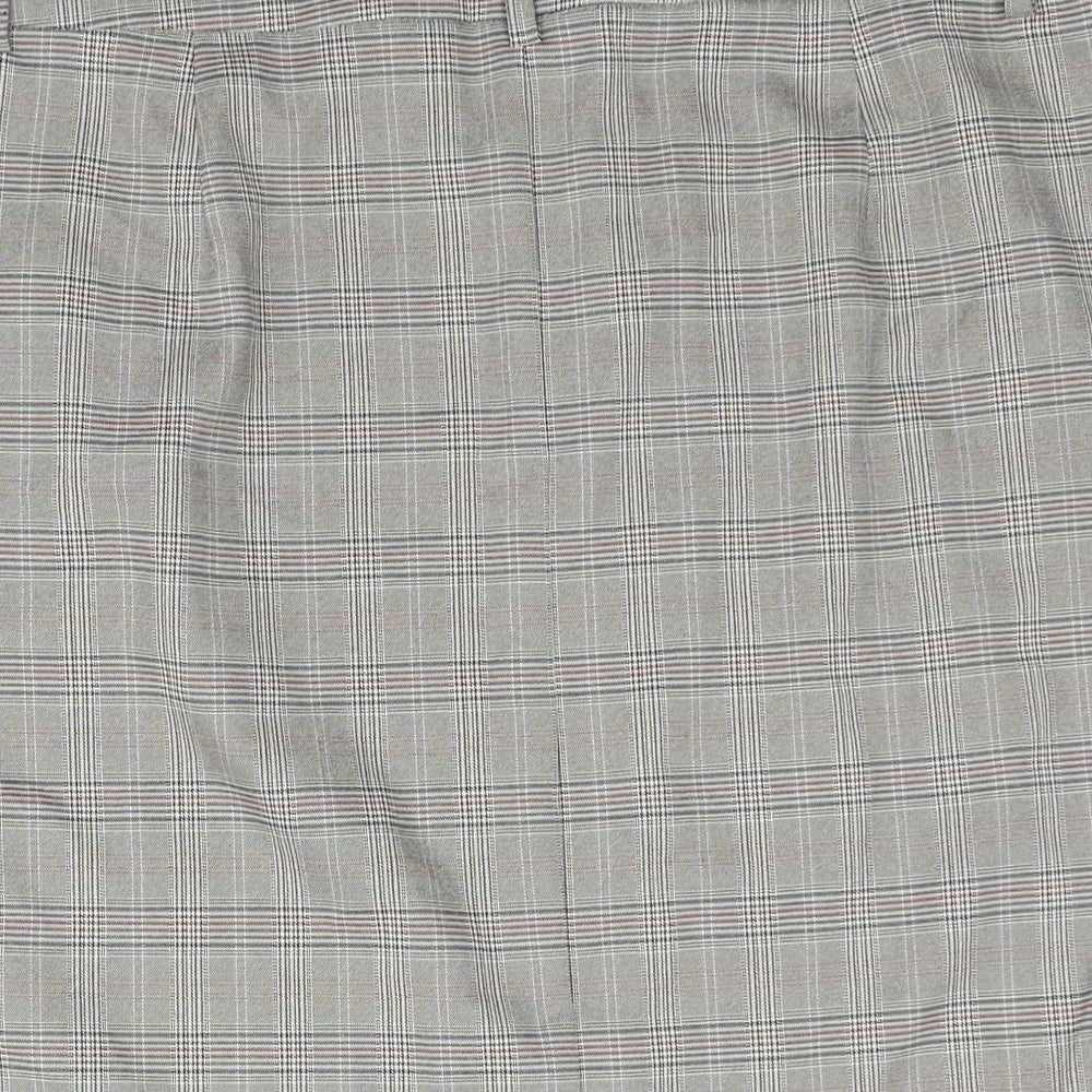 Marks and Spencer Womens Grey Check Polyester Straight & Pencil Skirt Size 18 Zip
