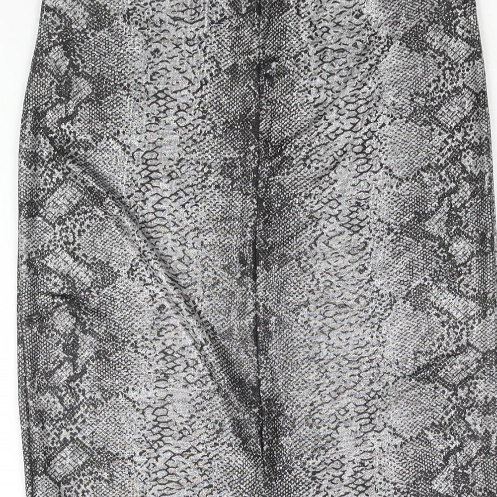 Passion Womens Silver Animal Print Polyester Straight & Pencil Skirt Size 10 - Snake Print