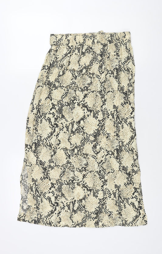 Marks and Spencer Womens Beige Animal Print Polyester Straight & Pencil Skirt Size 10 Drawstring - Snake Print
