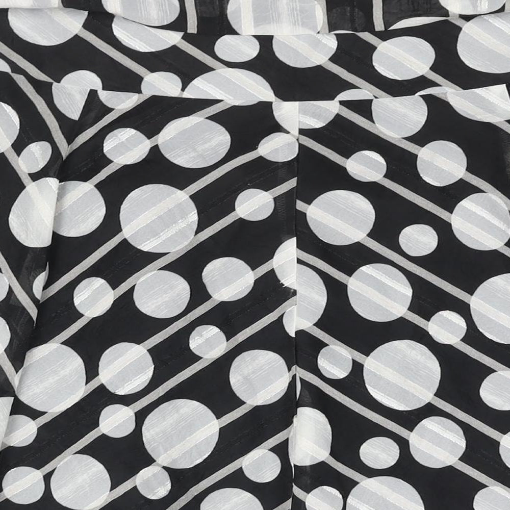 Debenhams Womens Black Polka Dot Polyester Flare Skirt Size 12 Zip - Belted