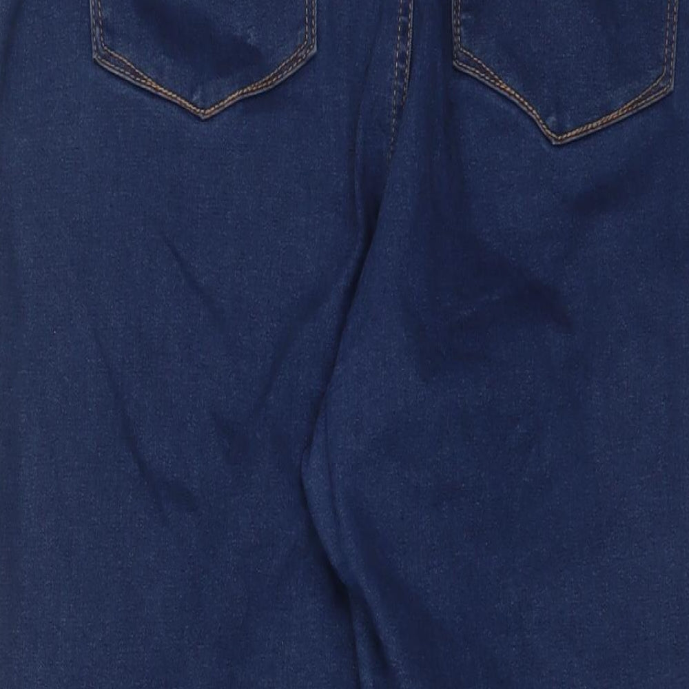 Brand and care label for Denim & Co. women’s blue cotton skinny jeans, size UK 38, in, 28-inch leg regular zip