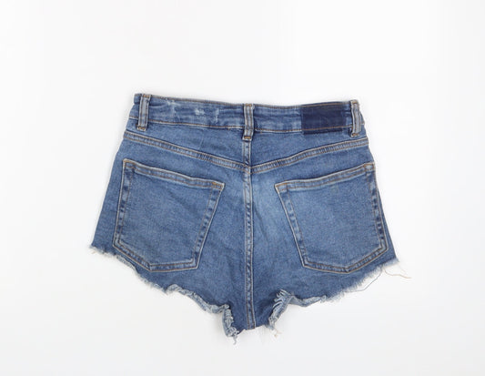 H&M Womens Blue Cotton Basic Shorts Size 8 Regular Zip