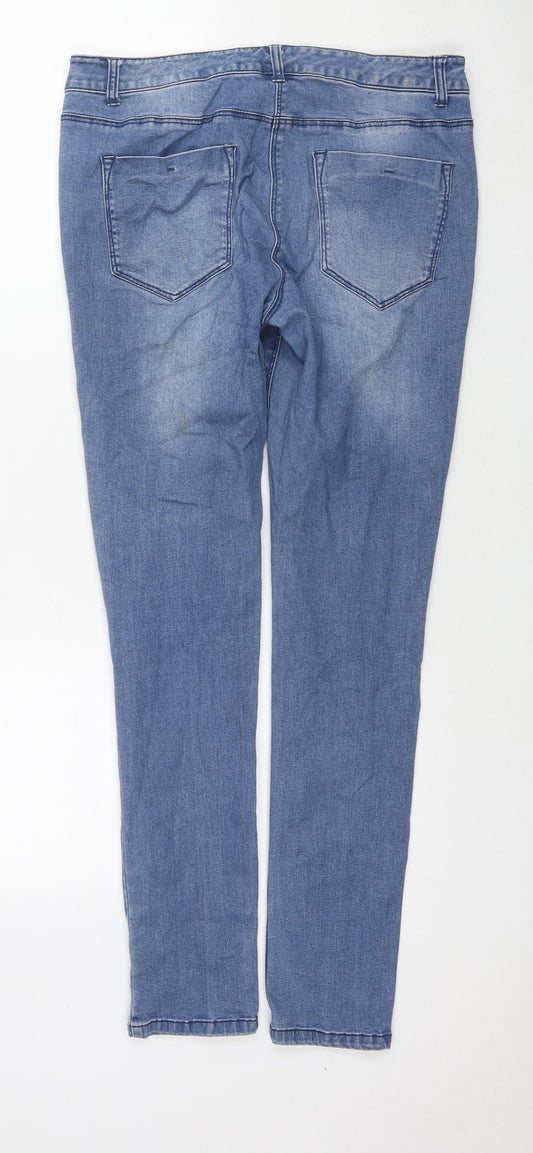 Very Womens Blue Cotton Skinny Jeans Size 12 L30 in Regular Zip