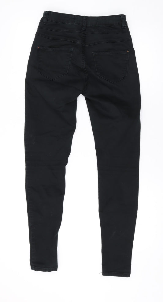New Look Womens Black Cotton Skinny Jeans Size 8 L28 in Regular Zip