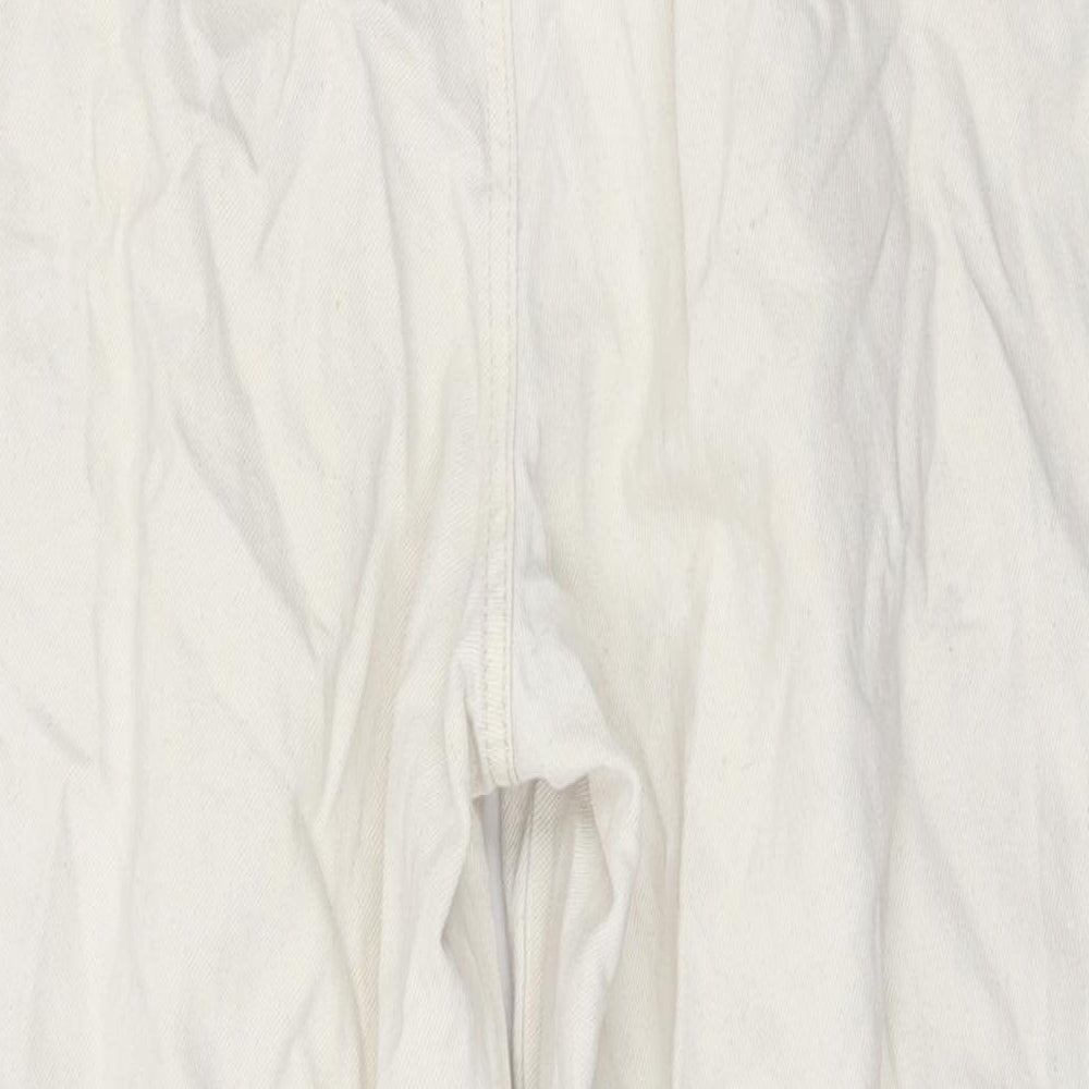 Bershka Womens Beige Cotton Mom Jeans Size 8 L23 in Regular Zip