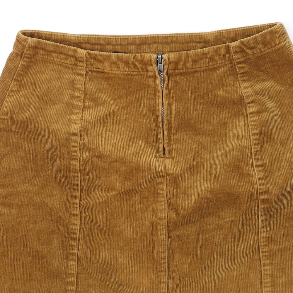 FOREVER 21 Womens Yellow Cotton Mini Skirt Size S Zip