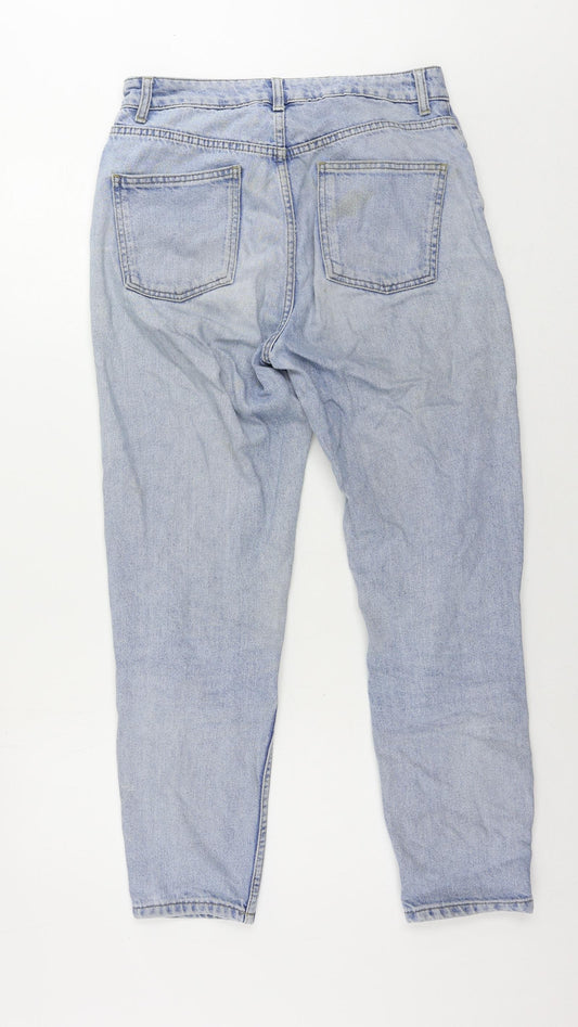 Topshop Womens Blue Cotton Mom Jeans Size 28 in L30 in Regular Zip