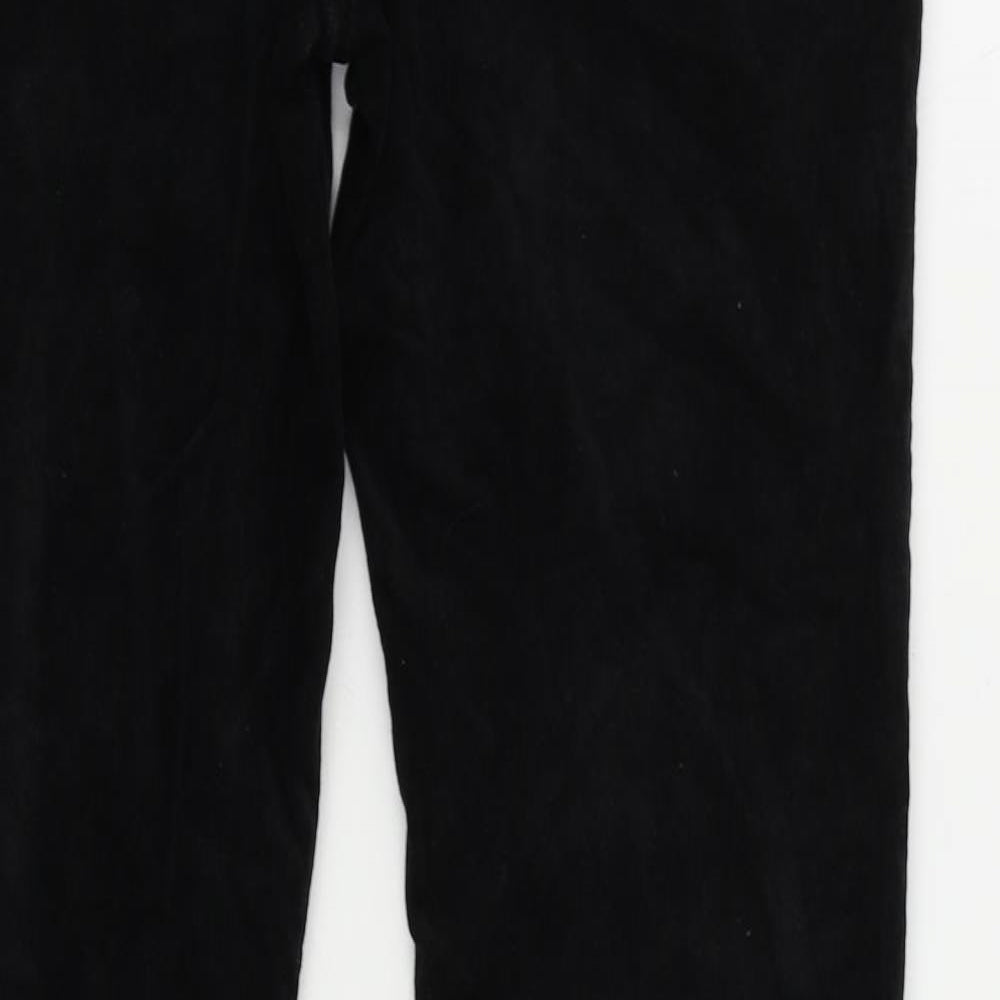Brand and care label for Soon women’s black cotton trousers, size UK 10, 32-inch leg regular zip - embellished