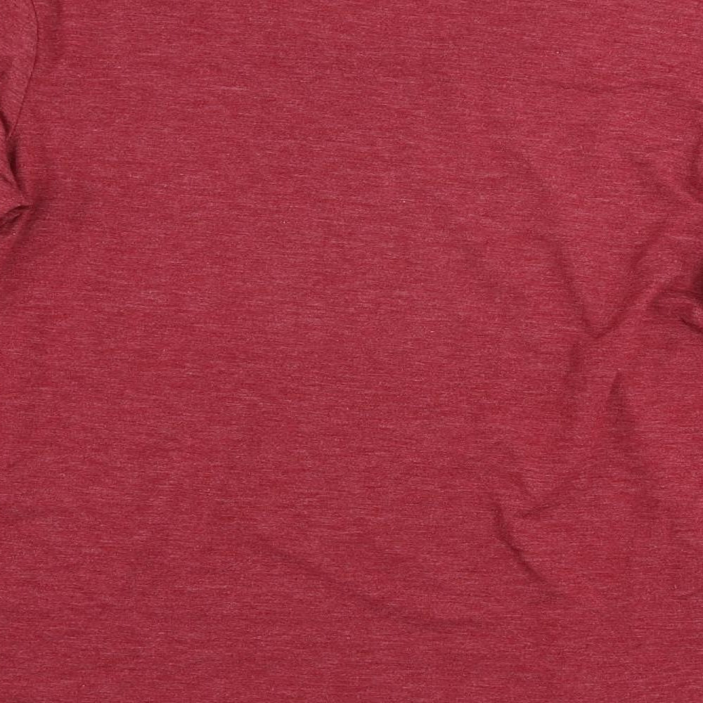Marks and Spencer Womens Red Polyester Basic T-Shirt Size 12 Boat Neck - Embellished Neckline