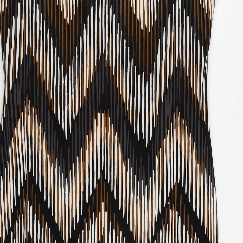 CC Womens Brown Geometric Polyester Sheath Size L V-Neck Pullover