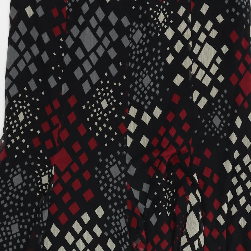 Alex & Co. Womens Black Geometric Polyester A-Line Skirt Size 20 Zip
