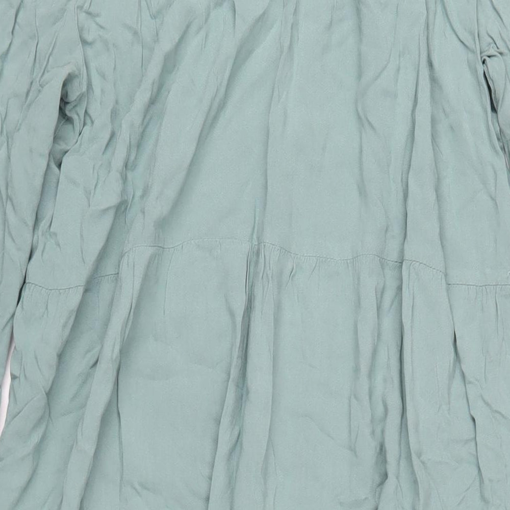 Benin Style Womens Green Viscose A-Line Size 10 Round Neck Zip
